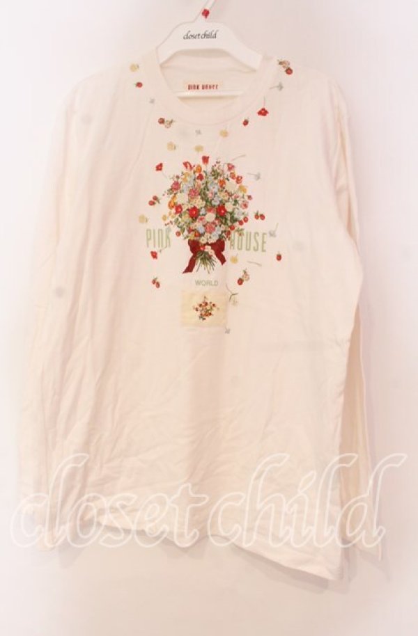 画像1: PINK HOUSE / ブーケプリントカットソー L シロ O-25-10-31-006-LO-TO-IG-OS (1)