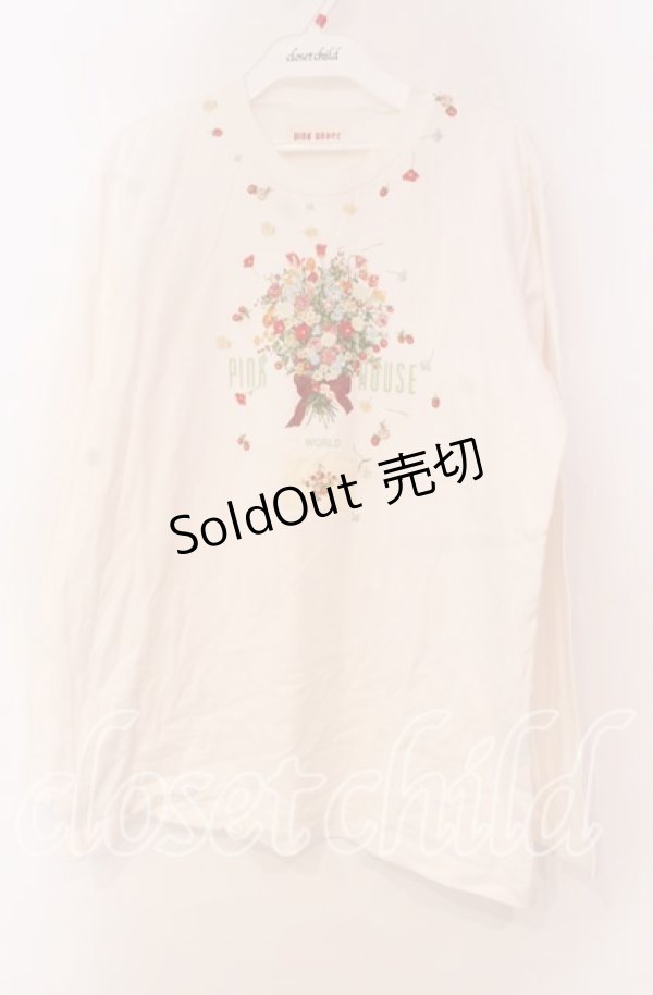 画像1: PINK HOUSE / ブーケプリントカットソー L シロ O-25-10-31-006-LO-TO-IG-ZT070 (1)