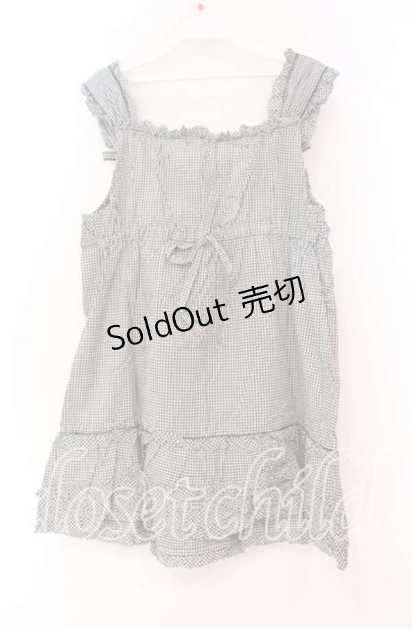 画像3: PINK HOUSE / ギンガムチェックフリルノースリーブブラウス  クロ O-25-10-31-064-LO-BL-IG-OS (3)
