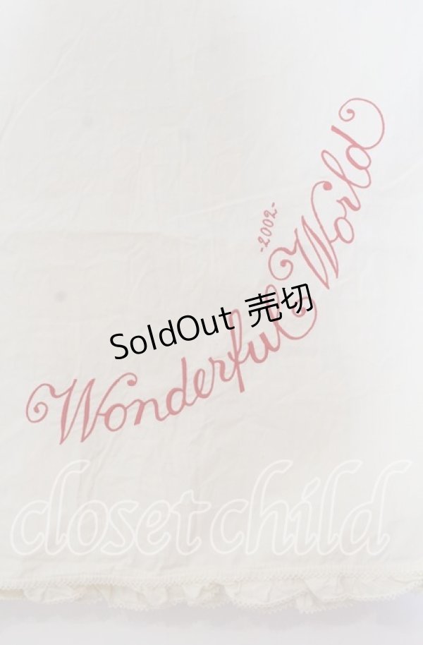 画像2: WONDERFUL WORLD / 2002年 ロゴ刺繍ストール  生成り O-25-10-31-001-LO-ZA-IG-OS (2)
