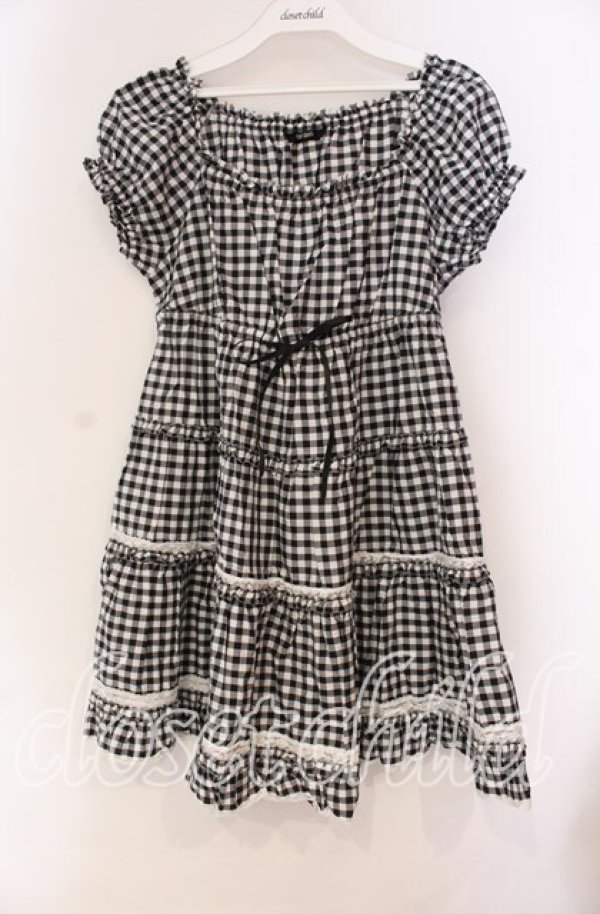 画像1: PINK HOUSE / ギンガムパフチュニック  クロ O-25-10-31-066-LO-TO-IG-OS (1)