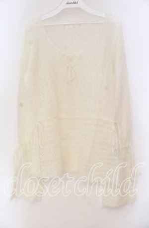 画像: PINK HOUSE / モヘア編み透かしニット  シロ O-25-10-31-068-LO-TO-IG-OS