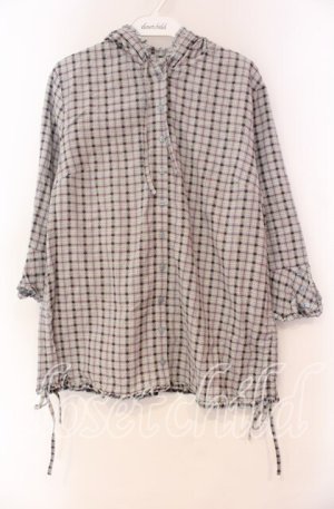 画像: PINK HOUSE / チェックフードブラウス L サックス O-25-10-31-069-LO-BL-IG-OS