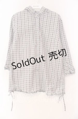 画像: PINK HOUSE / チェックフードブラウス L サックス O-25-10-31-069-LO-BL-IG-ZI