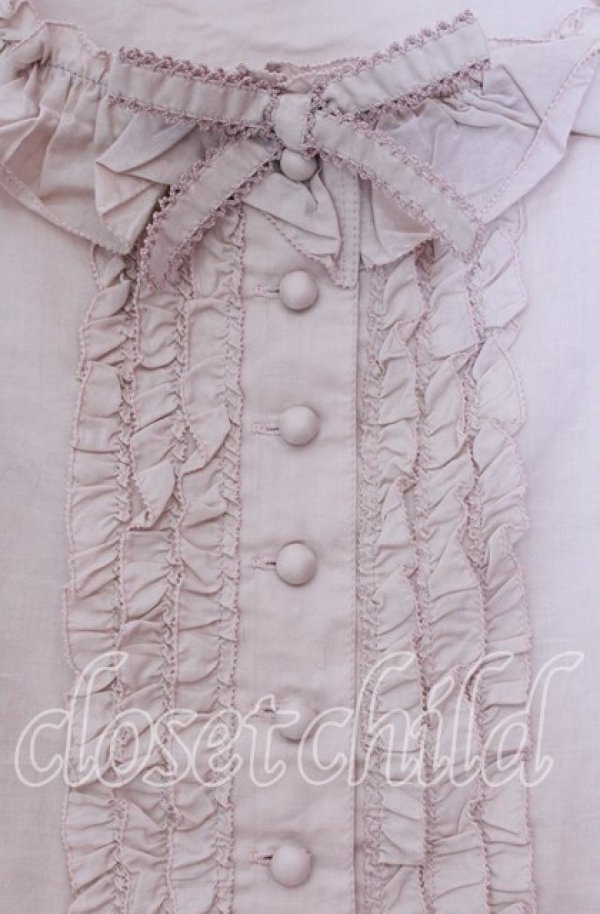 画像2: PINK HOUSE / くるみボタンフリルブラウス  ピンク O-25-10-31-070-LO-BL-IG-OS (2)