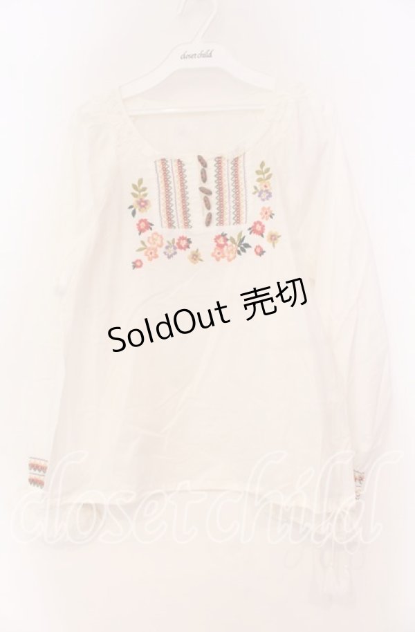 画像1: PINK HOUSE / 木製ボタンブラウス  ピンク×マルチ O-25-10-31-074-LO-BL-IG-OS (1)