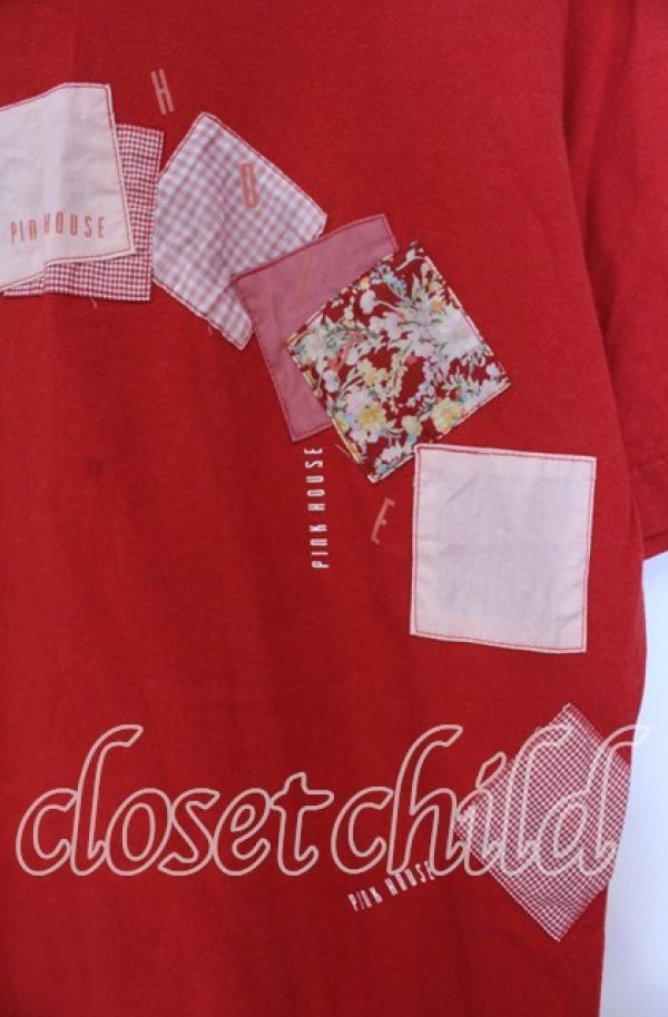 画像2: PINK HOUSE / パッチ配色Tシャツ L アカ O-25-10-31-008-LO-TS-IG-ZT191 (2)