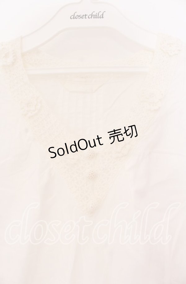 画像2: PINK HOUSE / レース配色シャツチュニック  シロ O-25-10-31-076-LO-OP-IG-OS (2)