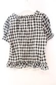 画像3: PINK HOUSE / レースアップギンガムパフブラウス  クロ O-25-10-31-080-LO-BL-IG-OS (3)