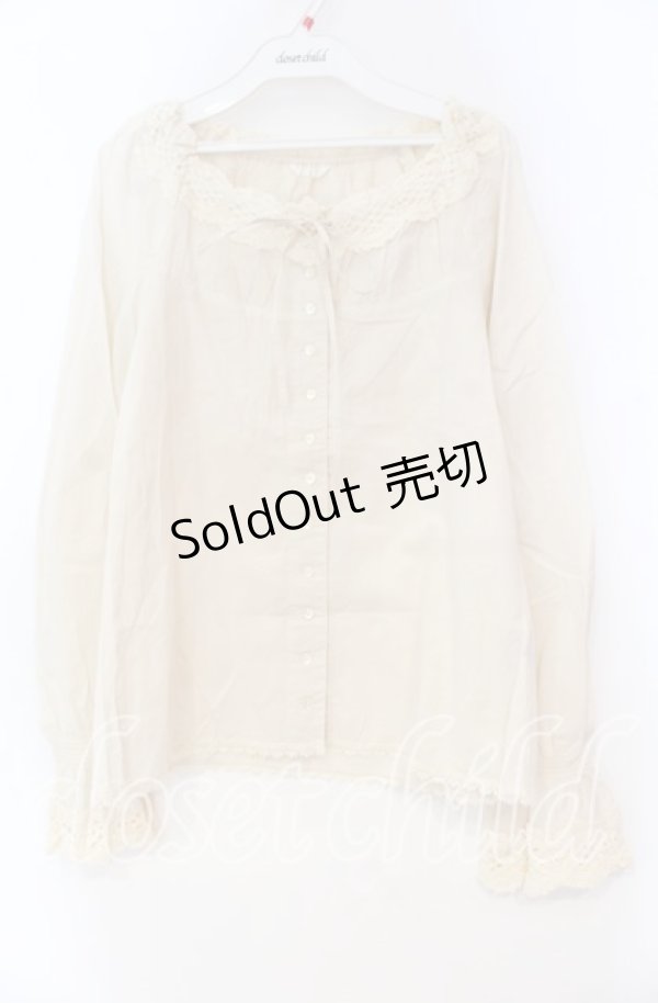 画像1: PINK HOUSE / 花モチーフブラウス  生成り O-25-10-31-081-LO-BL-IG-OS (1)