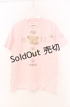 画像: 【SALE】PINK HOUSE / クマpt&ワッペン付Tシャツ L ピンク O-25-10-31-009-LO-TS-IG-ZT080