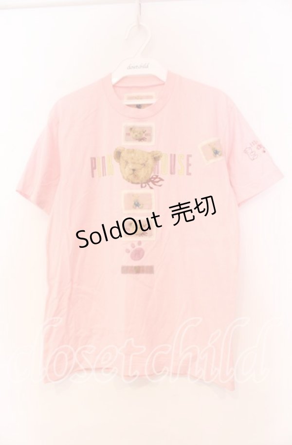 画像1: 【SALE】PINK HOUSE / クマpt&ワッペン付Tシャツ L ピンク O-25-10-31-009-LO-TS-IG-ZT080 (1)