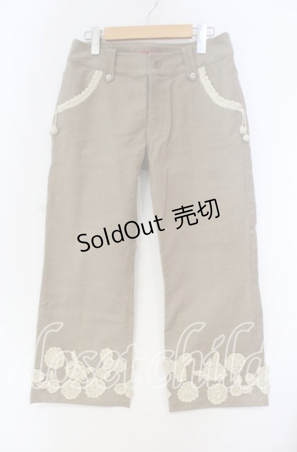 画像1: 【SALE】PINK HOUSE / ニットモチーフパンツ L ベージュ O-25-10-31-082-LO-PA-IG-ZT086 (1)