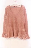 画像1: PINK HOUSE / 透かし編みカーディガン  ピンク O-25-10-31-083-LO-TS-IG-ZT461 (1)