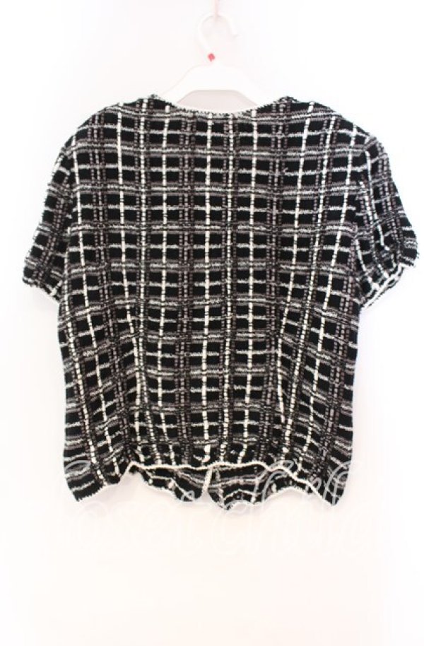 画像3: TOMATSU / フラワーモチーフチェックカーディガン  クロ O-25-10-31-084-LO-TO-IG-OS (3)