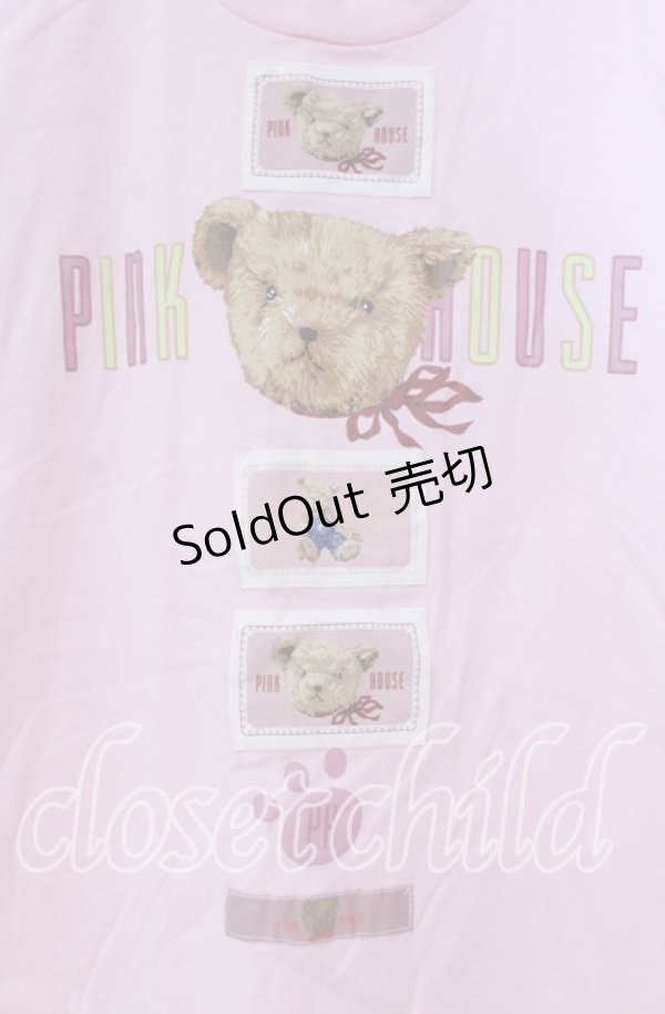 画像2: 【SALE】PINK HOUSE / クマpt&ワッペン付Tシャツ L ピンク O-25-10-31-009-LO-TS-IG-ZT080 (2)