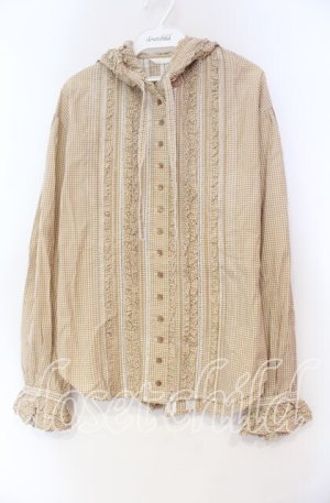 画像: PINK HOUSE / ギンガムフリルフードブラウス  オレンジ O-25-10-31-086-LO-BL-IG-OS