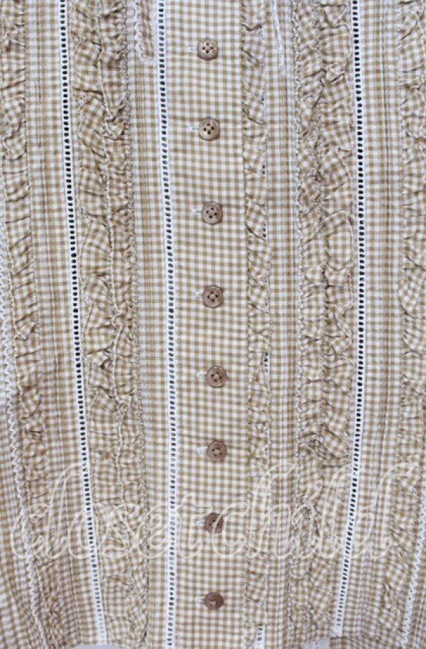 画像2: PINK HOUSE / ギンガムフリルフードブラウス  オレンジ O-25-10-31-086-LO-BL-IG-OS (2)