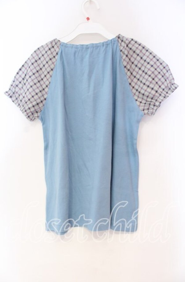 画像4: PINK HOUSE / チェックパフスリーブカットソー M サックス O-25-10-31-087-LO-TO-IG-ZT463 (4)