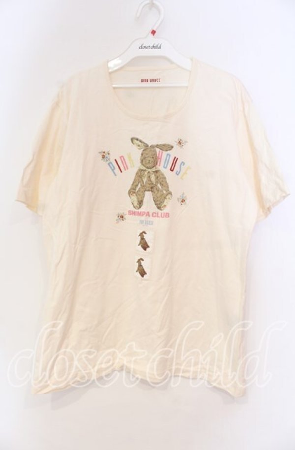 画像1: PINK HOUSE / ラビットプリントTシャツ L オフシロ O-25-10-31-010-LO-TS-IG-ZT080 (1)