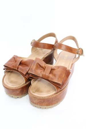 画像: Jane Marple / オープントゥリボンサンダル 約24cm相当 ライトブラウン O-25-10-31-2004-JM-SH-IG-OS
