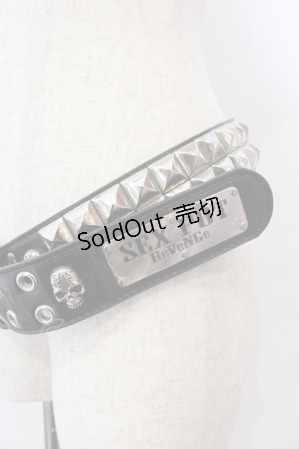 画像2: SEX POT ReVeNGe / スタッズベルト  ブラック O-25-10-31-2042-SP-ZA-IG-OS (2)