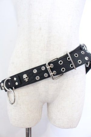 画像: SEX POT ReVeNGe / スカルスタッズベルト  ブラック×シルバー O-25-10-31-2043-SP-ZA-IG-OS