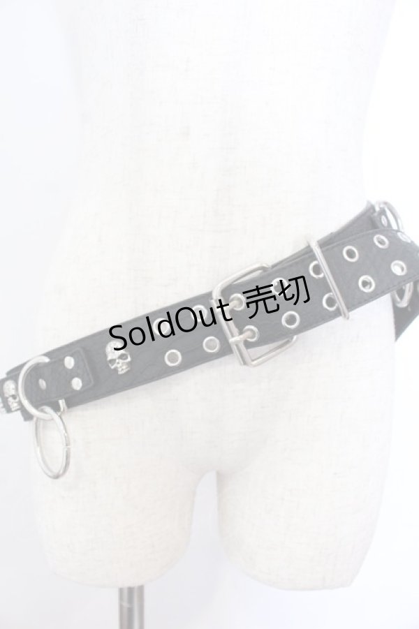 画像1: SEX POT ReVeNGe / スカルスタッズベルト  ブラック×シルバー O-25-10-31-2043-SP-ZA-IG-OS (1)