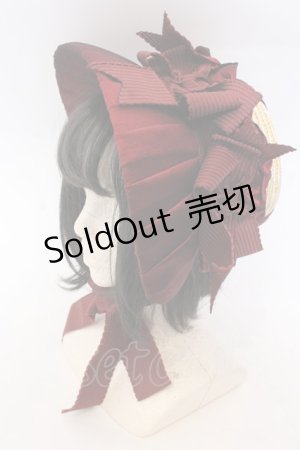 画像: Hoshibako Works / 油彩の薔薇　 ボンネット  ナチュラル×ワイン O-25-10-31-2054-LO-AC-IG-ZT-K004