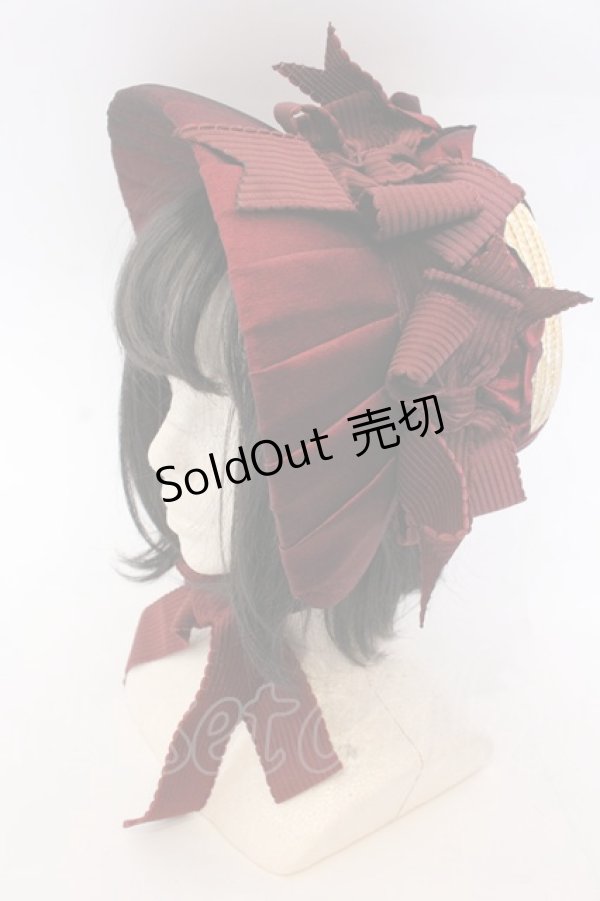 画像1: Hoshibako Works / 油彩の薔薇　 ボンネット  ナチュラル×ワイン O-25-10-31-2054-LO-AC-IG-ZT-K004 (1)