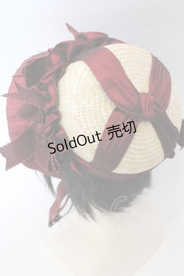 画像2: Hoshibako Works / 油彩の薔薇　 ボンネット  ナチュラル×ワイン O-25-10-31-2054-LO-AC-IG-ZT-K004 (2)