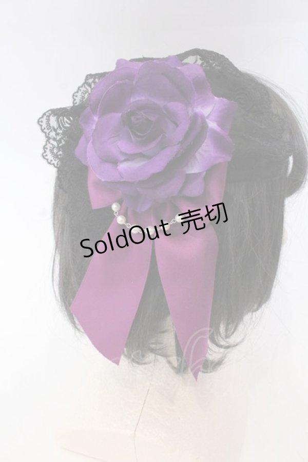 画像1: ATELIER PIERROT / 薔薇レースカチューシャ  パープル×ブラック O-25-10-31-2055-EL-AC-IG-OS (1)