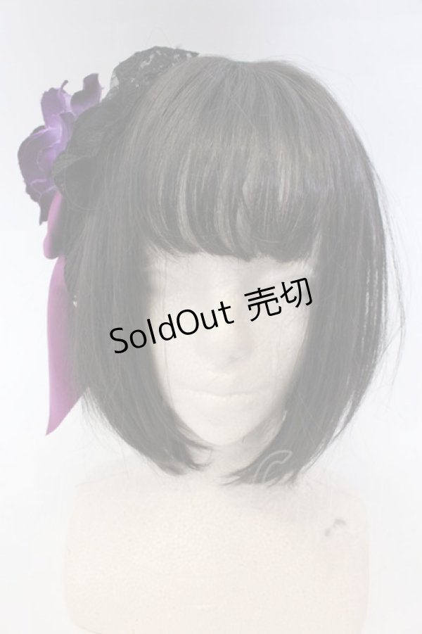 画像2: ATELIER PIERROT / 薔薇レースカチューシャ  パープル×ブラック O-25-10-31-2055-EL-AC-IG-OS (2)