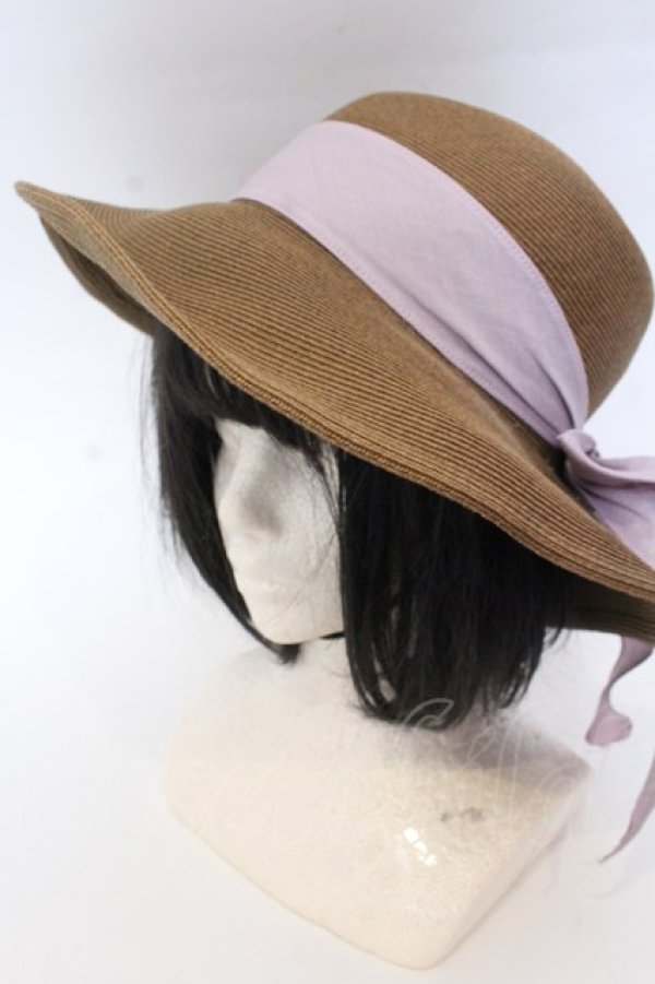 画像2: an another angelus / リボン配色ハット  ベージュ×ラベンダー O-25-10-31-2057-CA-AC-OW-OS (2)