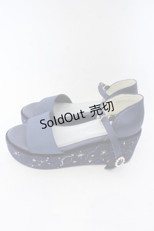 画像2: 【SALE】axes femme POETIQUE / 星座刺繍サンダル L ネイビー O-25-10-31-2060-AX-SH-IG-ZT273 (2)