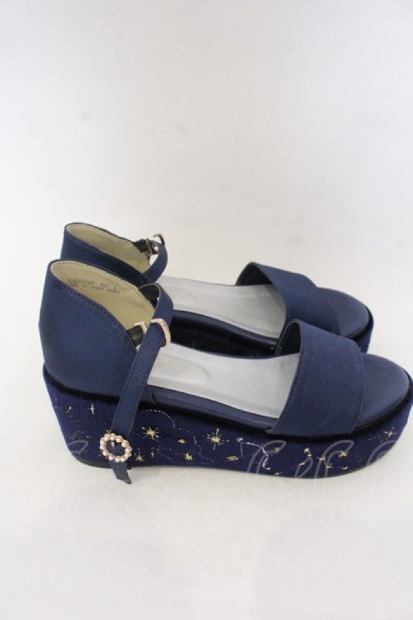 画像4: axes femme POETIQUE / 星座刺繍サンダル L ネイビー O-25-10-31-2060-AX-SH-IG-ZT273 (4)