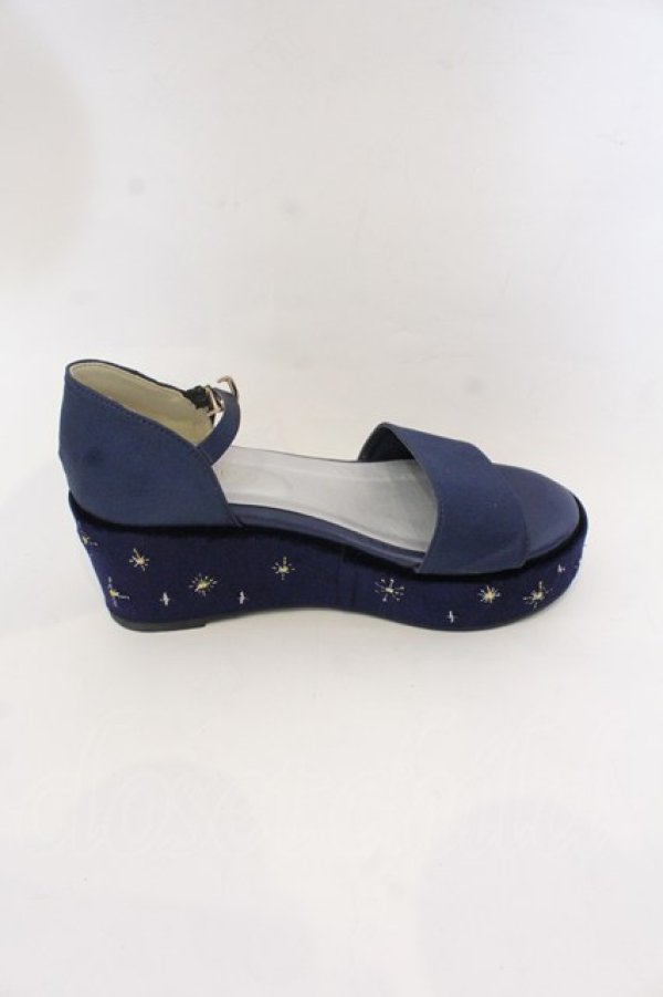 画像5: axes femme POETIQUE / 星座刺繍サンダル L ネイビー O-25-10-31-2060-AX-SH-IG-ZT273 (5)