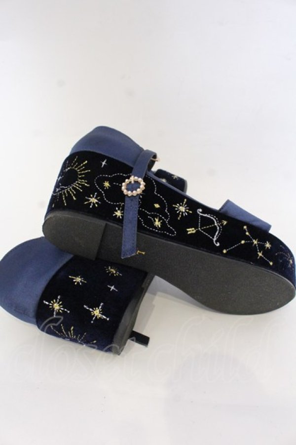 画像7: axes femme POETIQUE / 星座刺繍サンダル L ネイビー O-25-10-31-2060-AX-SH-IG-ZT273 (7)