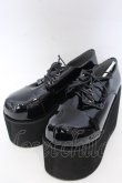 画像1: DearMyLove / 11cm厚底レースアップおでこパンプス 25.5ｃｍ ブラックエナメル O-25-10-31-2074-EL-SH-OW-OS (1)
