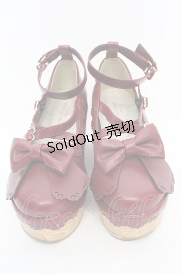画像2: axes femme kawaii / スカラップ木底風シューズ M アカ O-25-10-31-2005-AX-SH-OW-OS (2)