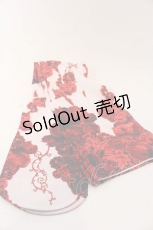 画像: h.NAOTO / White Bloody Rose Overknees  ホワイト×レッド O-25-10-31-2087-HN-ZA-OW-OS