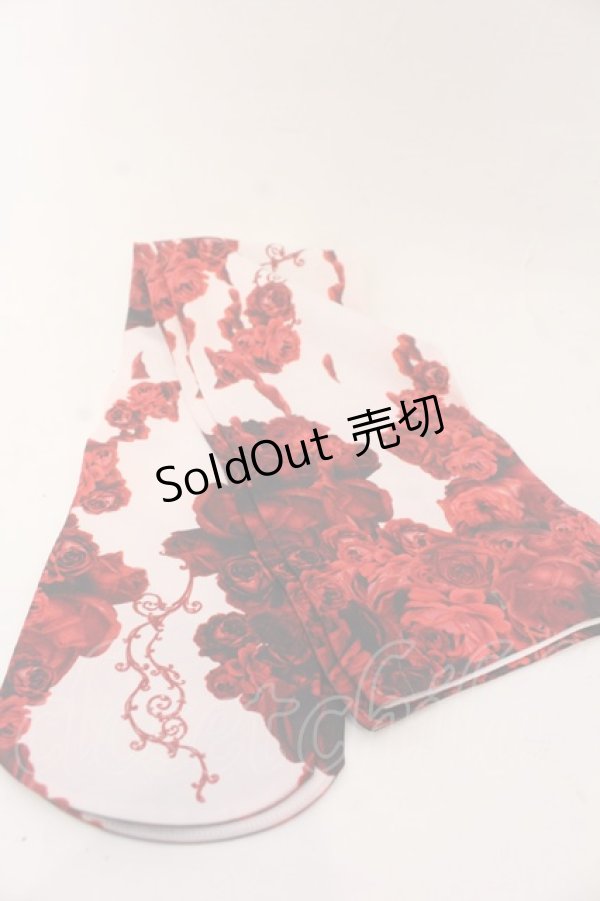 画像1: h.NAOTO / White Bloody Rose Overknees  ホワイト×レッド O-25-10-31-2087-HN-ZA-OW-OS (1)
