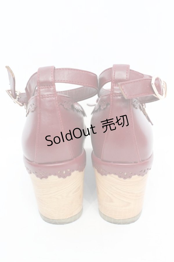 画像3: axes femme kawaii / スカラップ木底風シューズ M アカ O-25-10-31-2005-AX-SH-OW-OS (3)