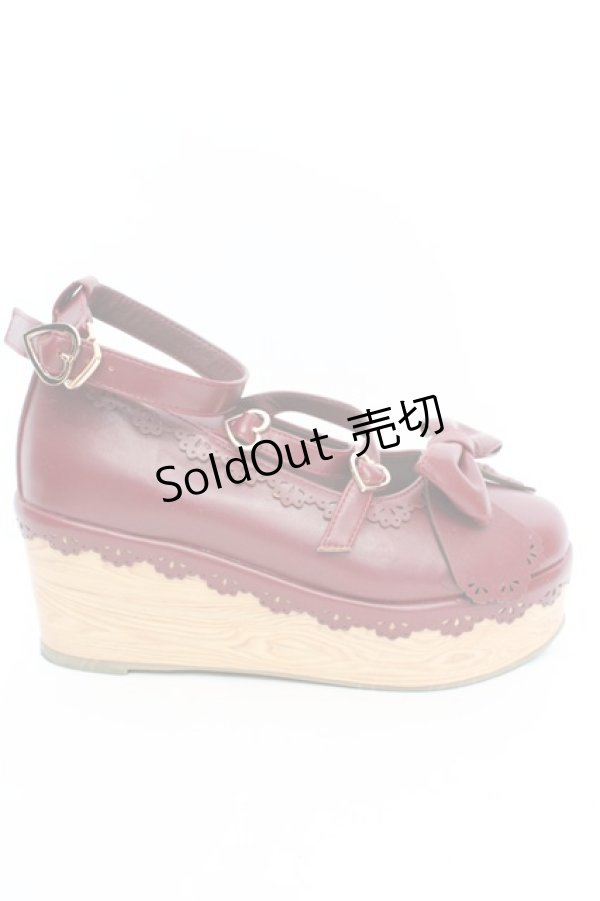 画像4: axes femme kawaii / スカラップ木底風シューズ M アカ O-25-10-31-2005-AX-SH-OW-OS (4)