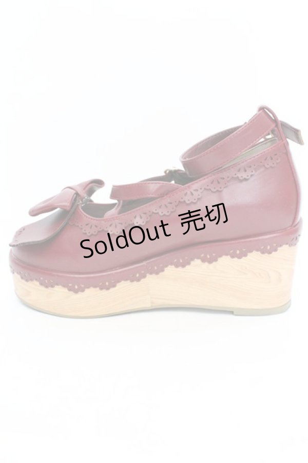 画像5: axes femme kawaii / スカラップ木底風シューズ M アカ O-25-10-31-2005-AX-SH-OW-OS (5)