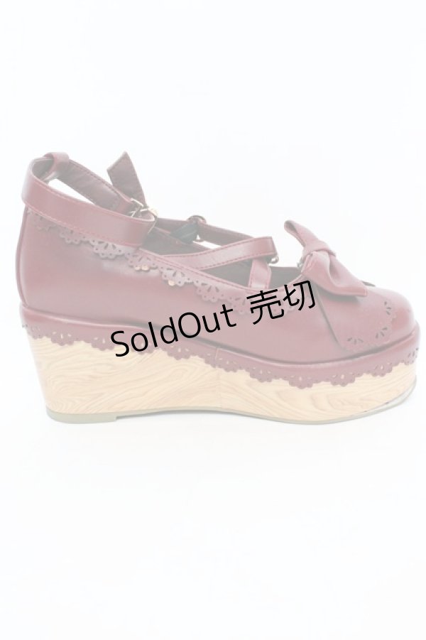 画像6: axes femme kawaii / スカラップ木底風シューズ M アカ O-25-10-31-2005-AX-SH-OW-OS (6)