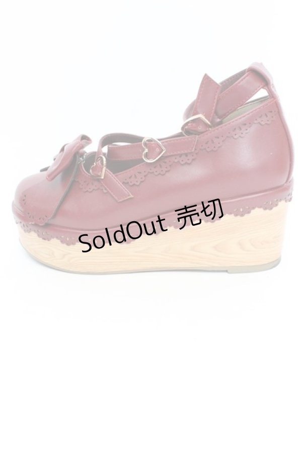 画像7: axes femme kawaii / スカラップ木底風シューズ M アカ O-25-10-31-2005-AX-SH-OW-OS (7)