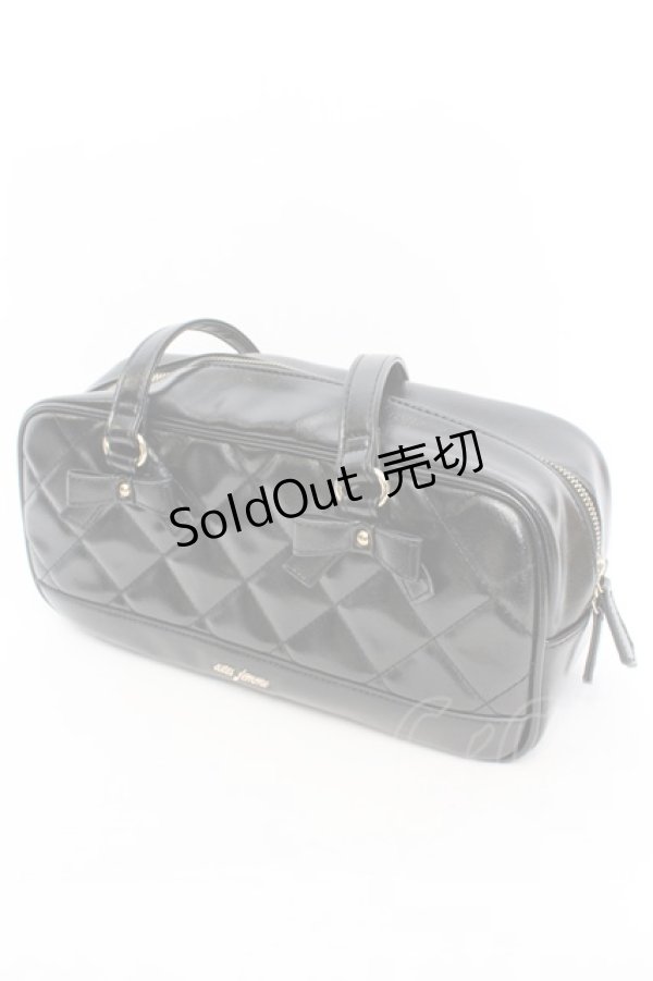 画像1: axes femme / ヨコ柄キルトボストンバッグ  クロ O-25-10-31-2003-AX-BG-IG-ZT1102W (1)