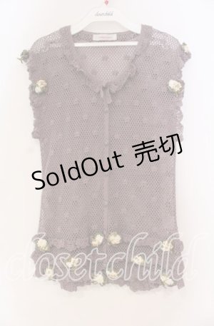 画像: WONDERFUL WORLD / フラワーモチーフ鍵編みベスト  パープル O-25-10-31-012-LO-TO-IG-ZT189