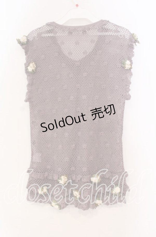 画像3: WONDERFUL WORLD / フラワーモチーフ鍵編みベスト  パープル O-25-10-31-012-LO-TO-IG-ZT189 (3)